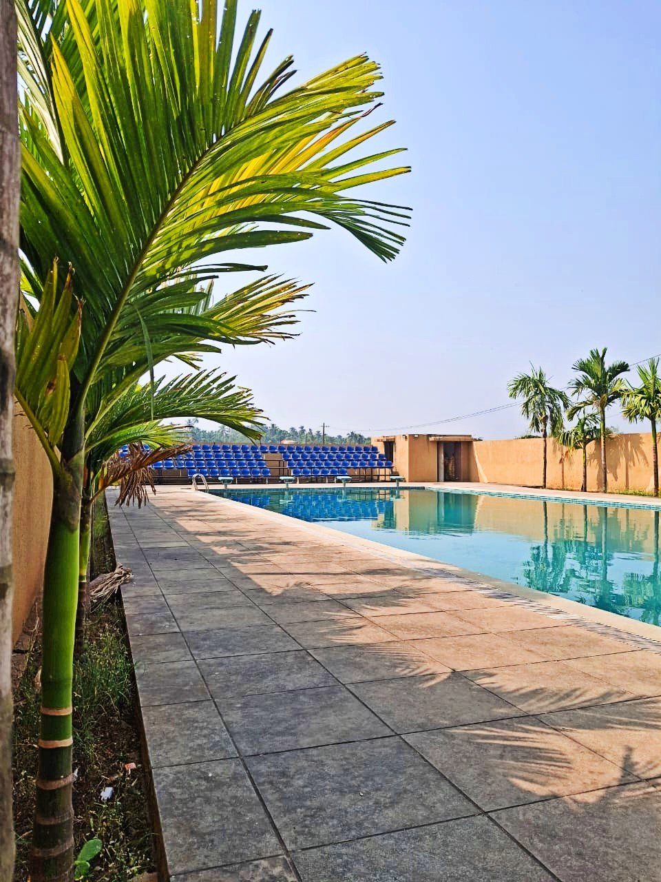 Students enjoying sports and swimming facilities on campus